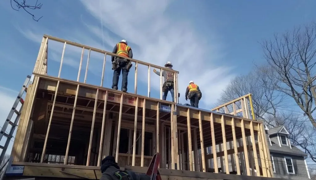 skilled general contractor working on a second stroy addition in randolph ma