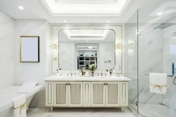 luxury white marble bathroom remodel idea